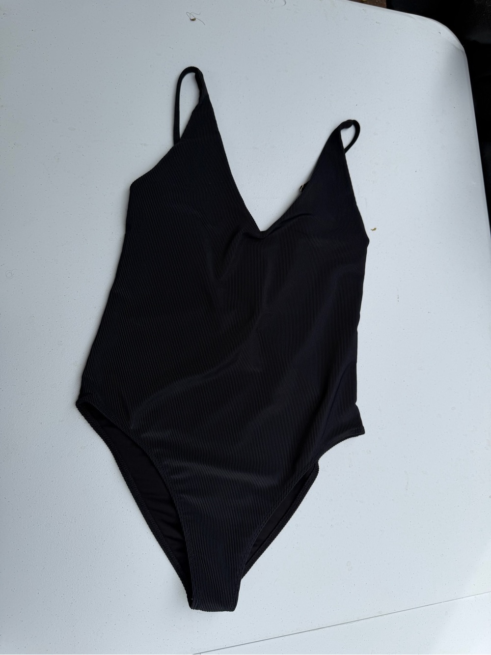 Beach Riot Black Ribbed One-Piece Swimsuit NWOT